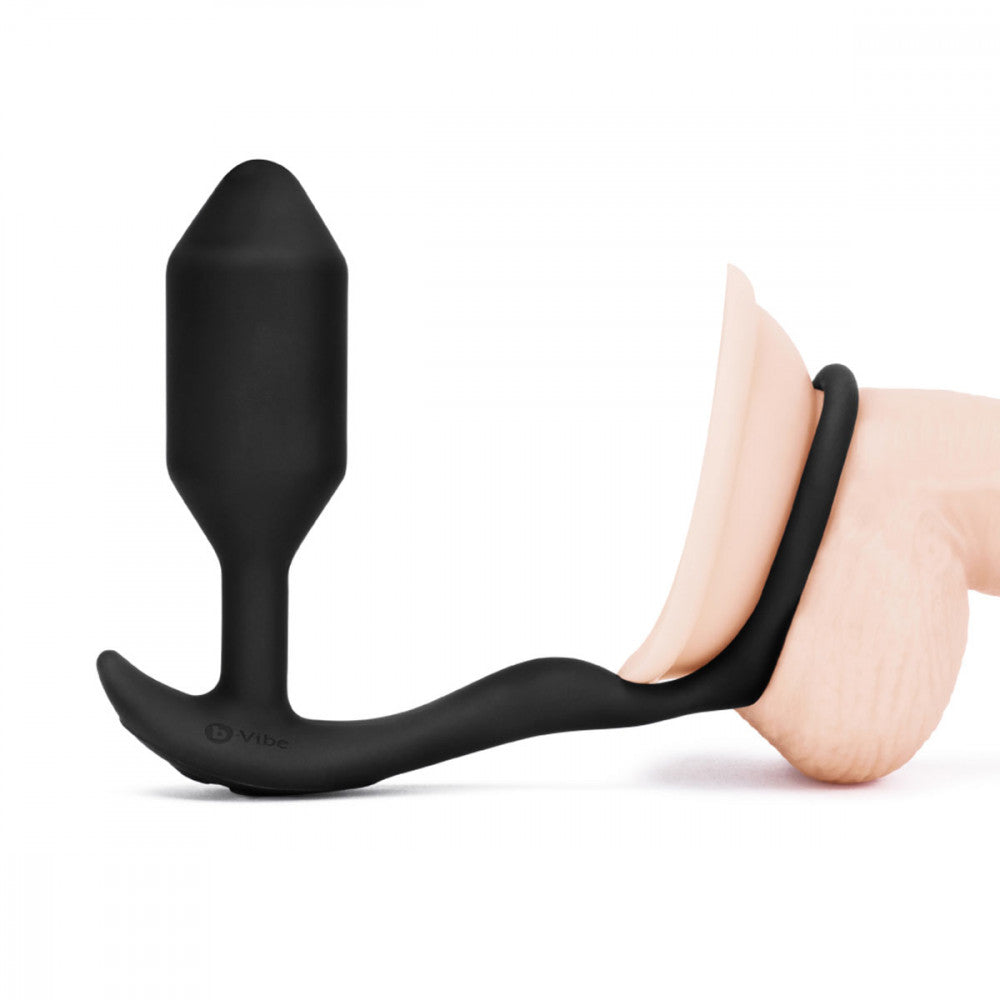 B-Vibe Vibrating Snug & Tug Cock Ring & Plug Medium - Melody's Room