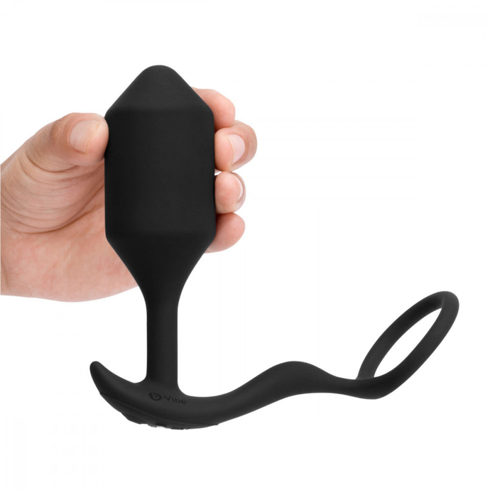 B-Vibe Vibrating Snug & Tug Cock Ring & Plug XL - Melody's Room
