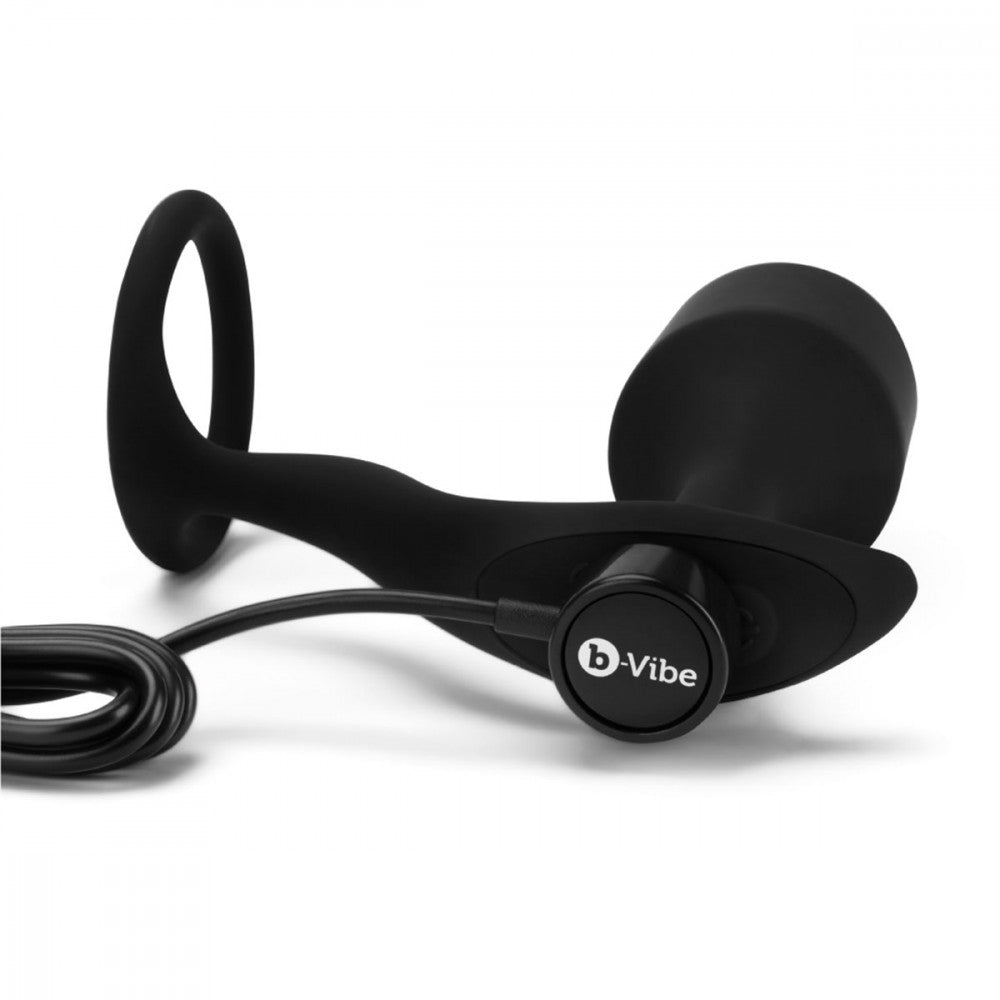 B-Vibe Vibrating Snug & Tug Cock Ring & Plug XL - Melody's Room