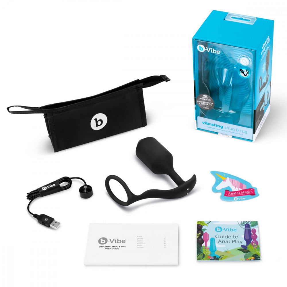 B-Vibe Vibrating Snug & Tug Cock Ring & Plug XL - Melody's Room