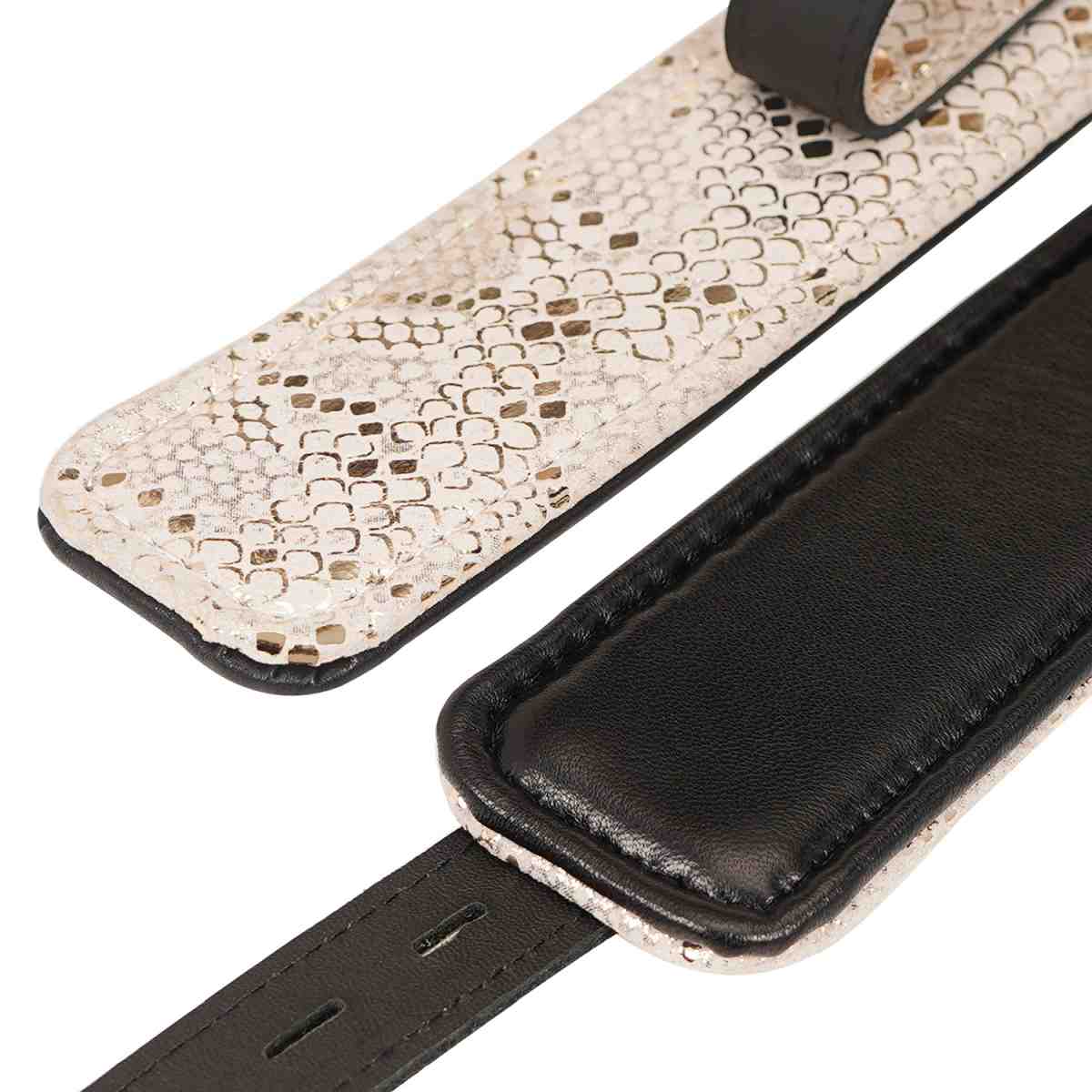 Spartacus Snakeskin Print Wrist Restraints with Leather Lining - Melody's Room BDSM