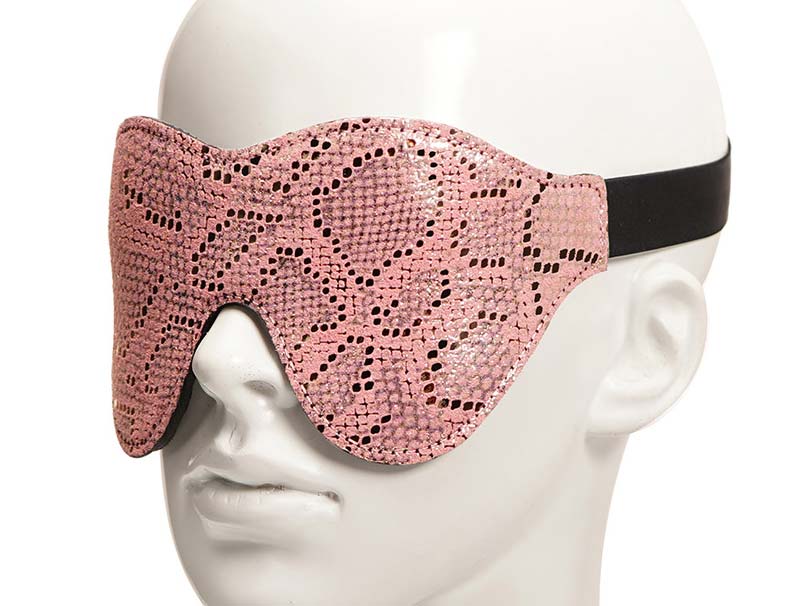 Spartacus Pink Snakeskin Blindfold w/ Leather - Melody's Room