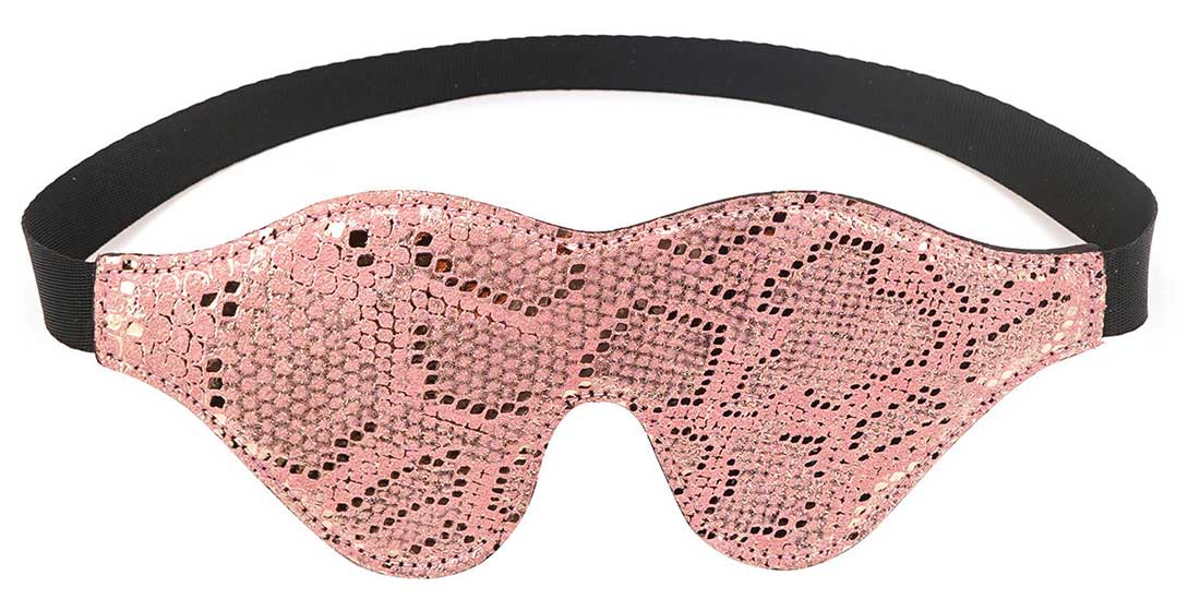 Spartacus Pink Snakeskin Blindfold w/ Leather - Melody's Room