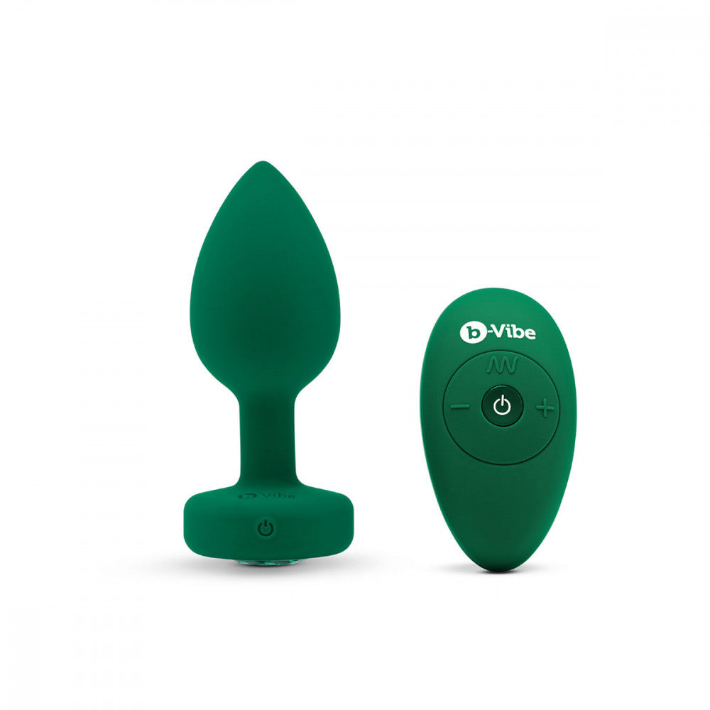 B-Vibe Vibrating Jewel Emerald Plug Medium/Large - Melody's Room