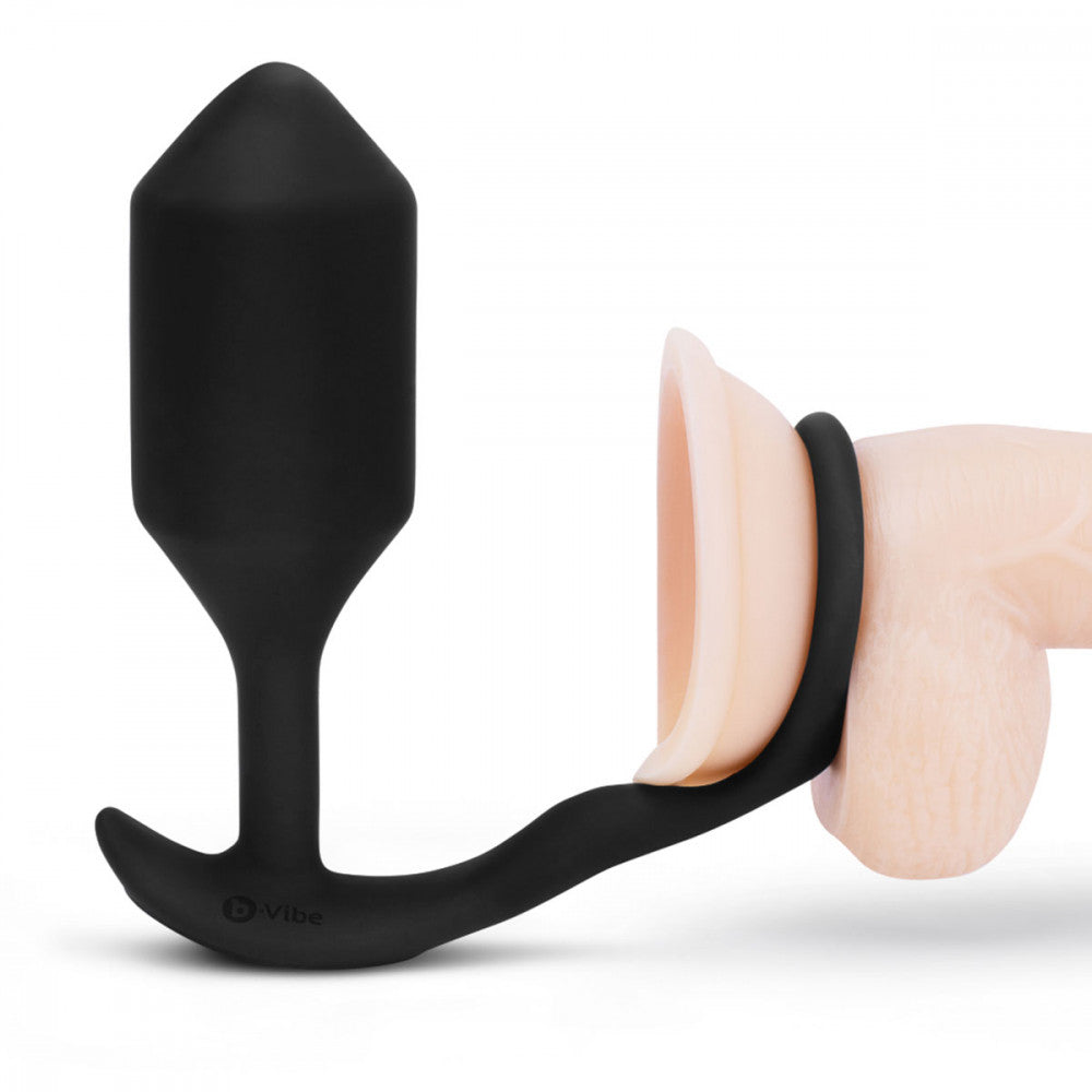 B-Vibe Vibrating Snug & Tug Cock Ring & Plug XL - Melody's Room