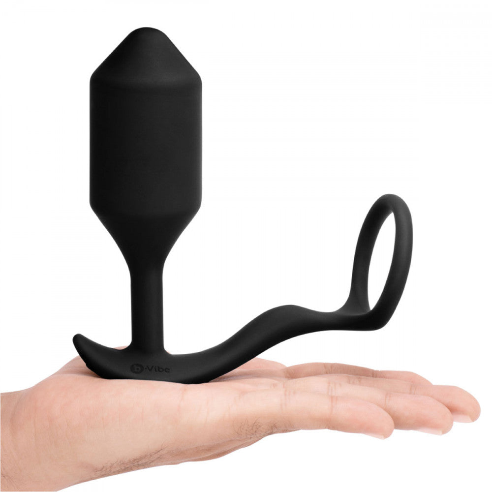 B-Vibe Vibrating Snug & Tug Cock Ring & Plug XL - Melody's Room