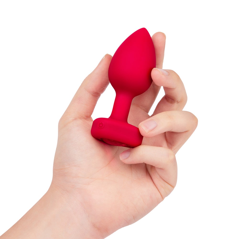 B-Vibe Vibrating Scarlet Ruby Heart Butt Plug - Medium/Large