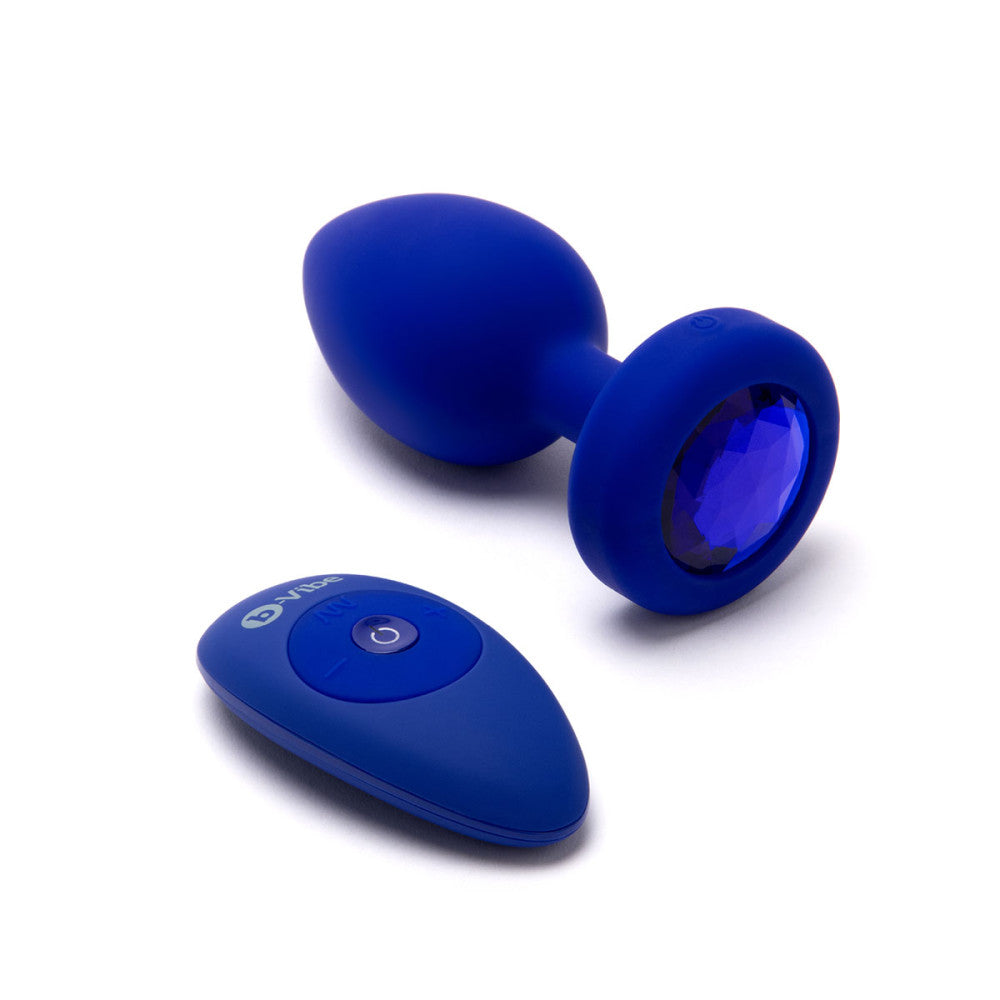 B-Vibe Blue Sapphire Vibrating Jewel Plug L/XL - Melody's Room