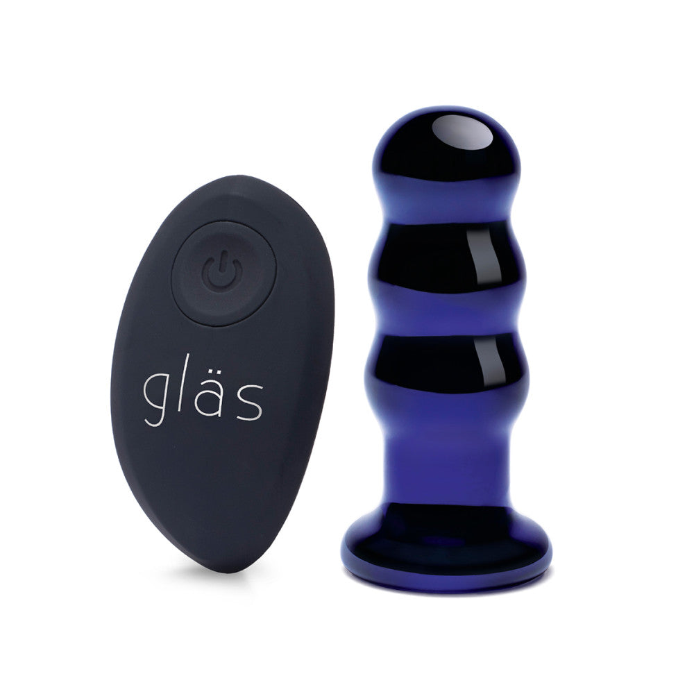 GLAS Rechargeable Remote Controlled Ribbed Butt Plug 3.5" - Melody's Room