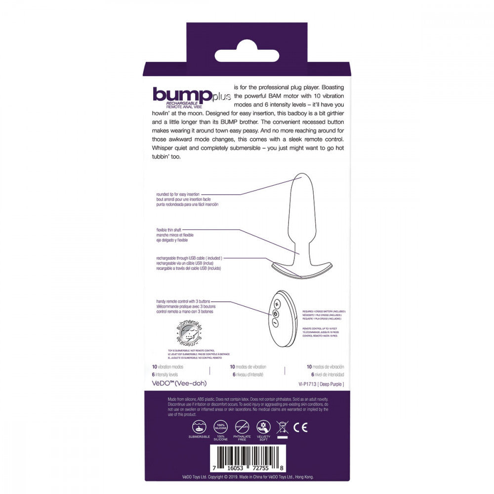VeDO Bump Anal Plug Vibe PLUS - Melody's Room