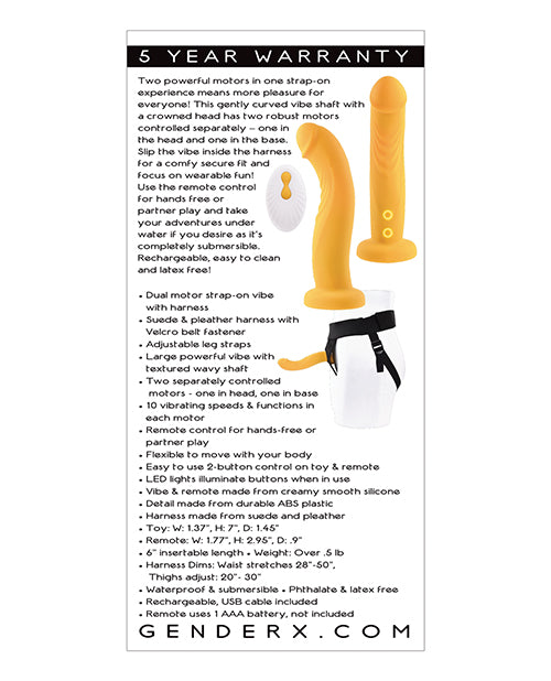 Gender X Yellow Sweet Embrace Dual Motor Strap On Vibe w/Harness - Melody's Room