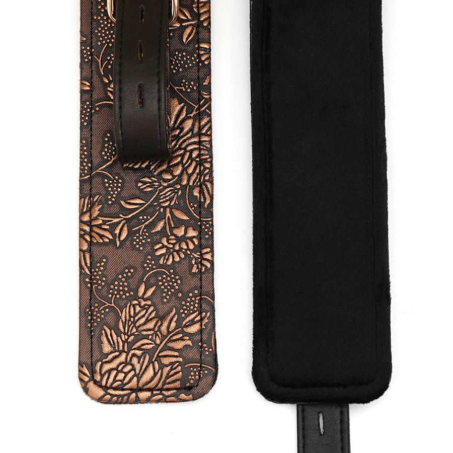 Brown Floral Print Faux Fur Lined Ankle Restraints - Melody's Room BDS…