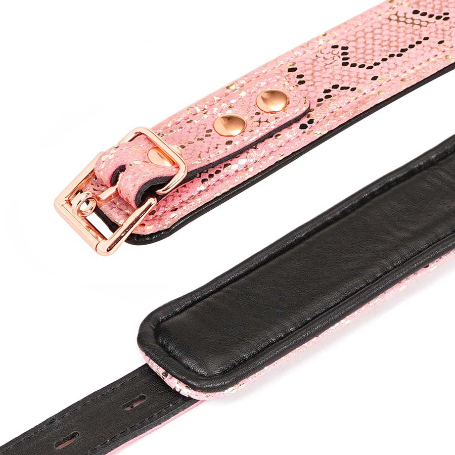 Spartacus Pink Snake Print Collar & Leash w/ Leather Lining - Melody's Room