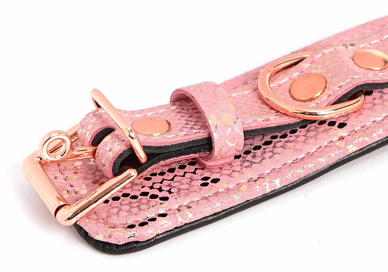 Pink Snakeskin Ankle Restraints w/Leather Lining - Melody's Room