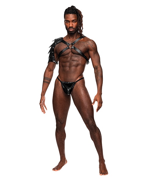 Aquarius PU Leather Chest Harness w/ Half Sleeve Black | Melody's Room