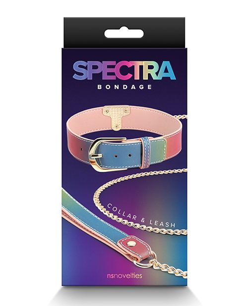 Spectra Rainbow Bondage Collar & Leash | Melody's Room