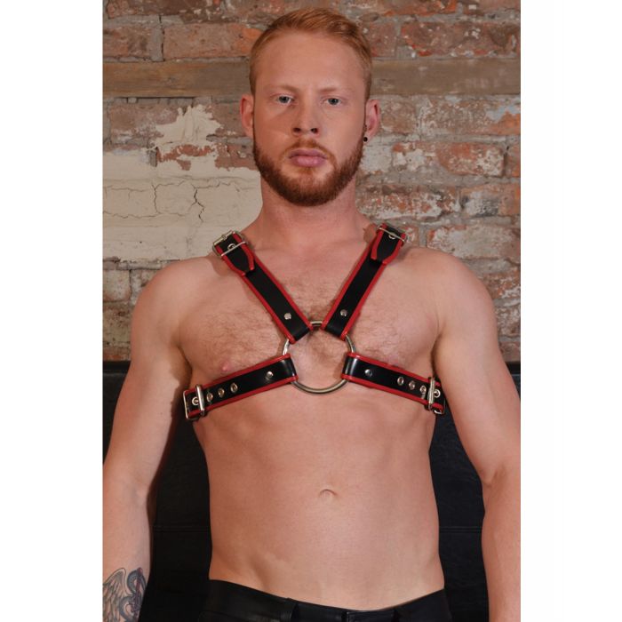 Large Red & Black BDSM Chest Harness by Rouge | Melody's Room