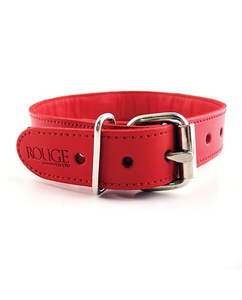 Rouge Leather O-Ring Studded Red Collar | Melody's Room