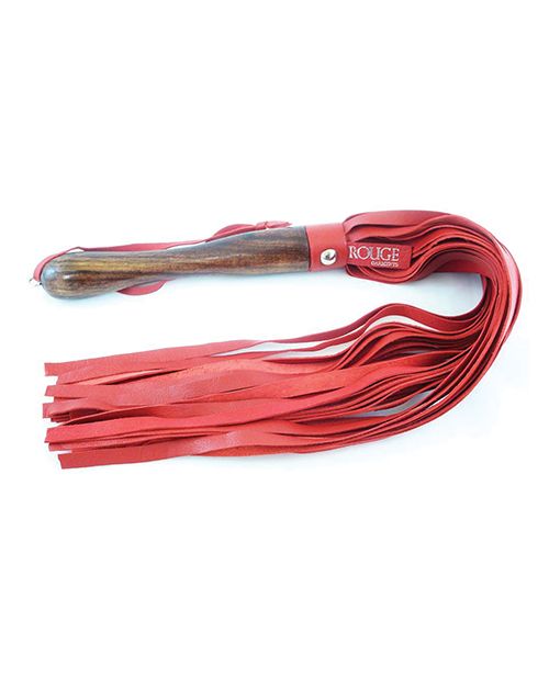 Rouge Leather Flogger w/ Wooden Handle in Red or Black | Melody's Room