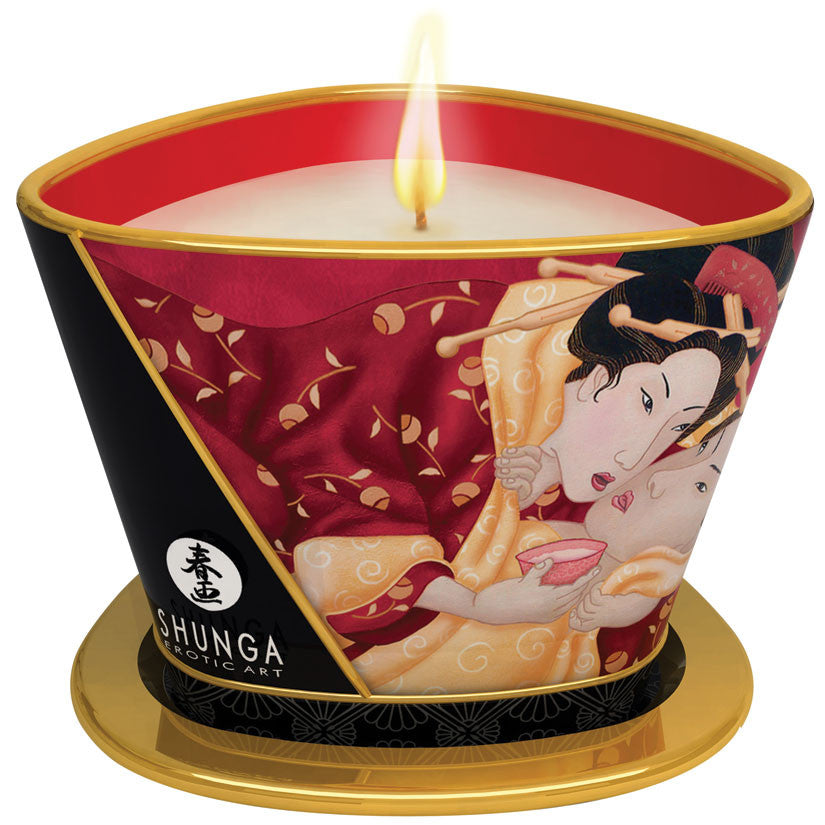 Sparkling Strawberry Wine Shunga Massage Candles - Melody's Room Romance Collection
