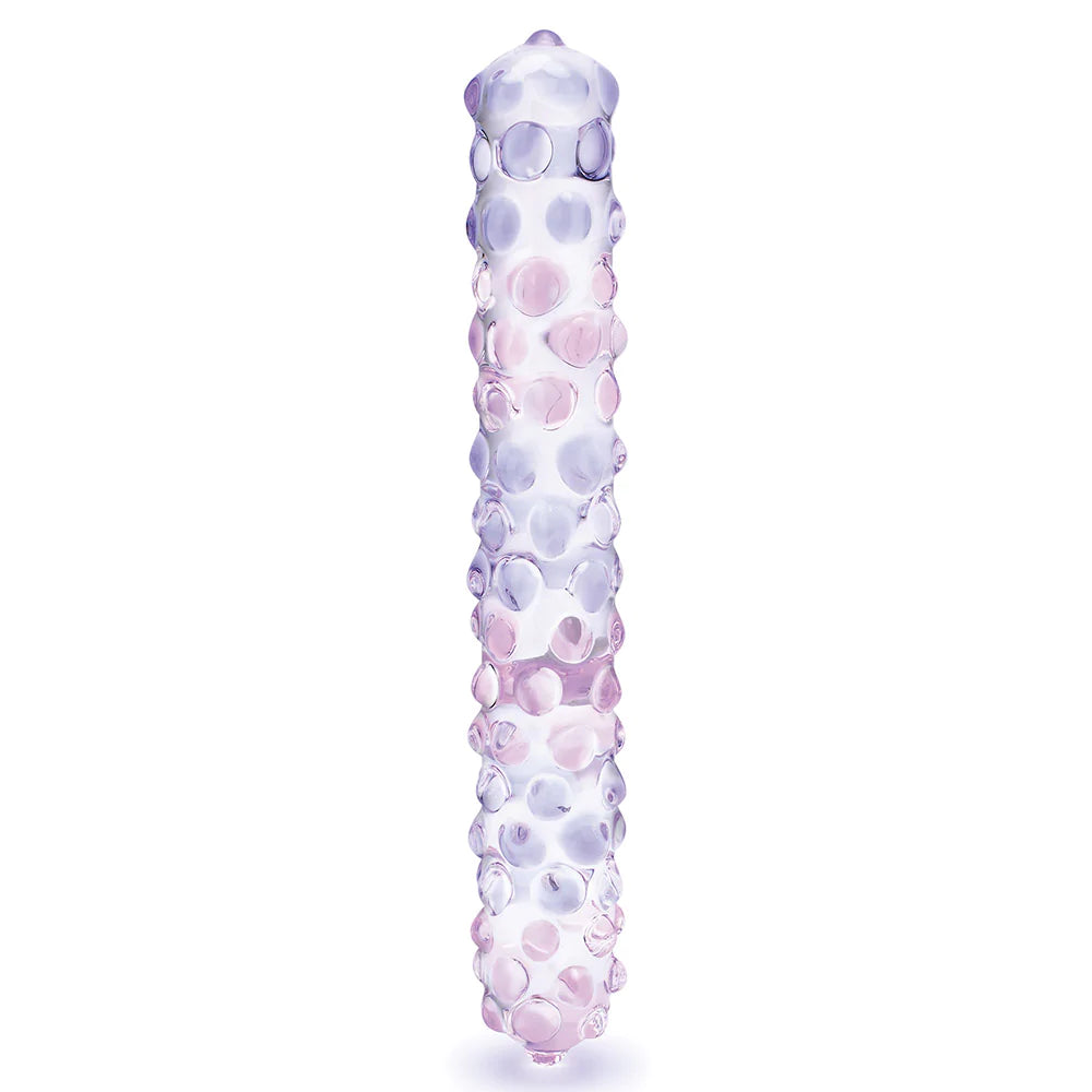 GLAS Purple Rose Nubby Glass Dildo 9" - Melody's Room